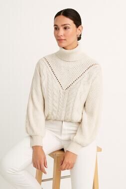 Rag Supply Women’s M Ivory Cable Knit Sweater Mock Neck NWT Cozy Winter